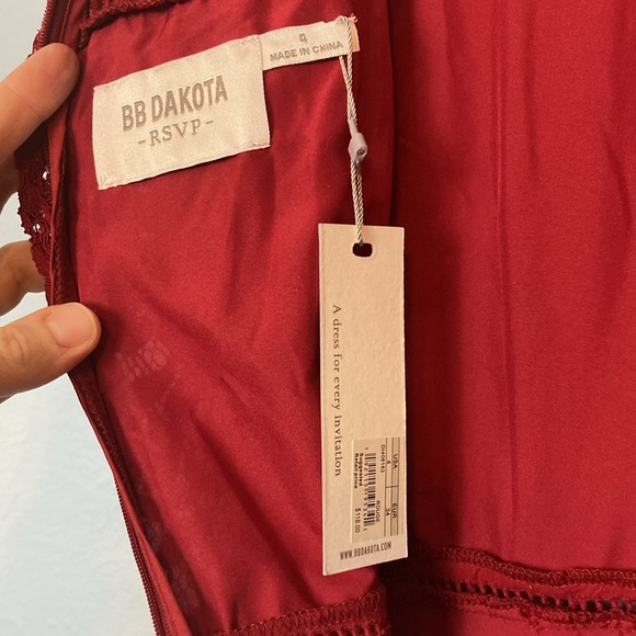 BB Dakota x Revolve Womens Size 4 Red Aphrodite Lace Tiered Cocktail Mini Dress - Picture 11 of 15